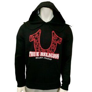 NWT TRUE RELIGION MSRP $124.99 MENS BLACK LONG SLEEVE HOODIE SWEATSHIRT S M L XL